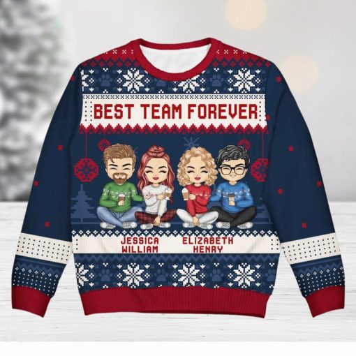 Best Team Ever   Christmas Gift For Colleagues, BFF Best Friends, Besties   Personalized Unisex Ugly Sweater