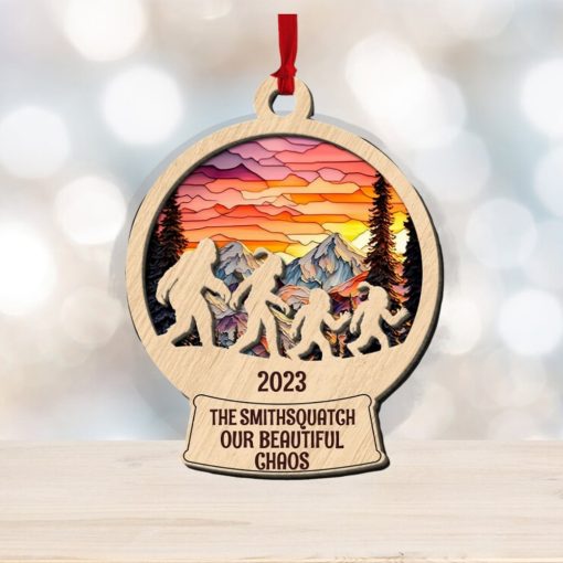 Big Foot family, Personalied 2 Layer Mix Ornament, Gifts For Family, Unique Christmas Gifts, Christmas Tree Decorations