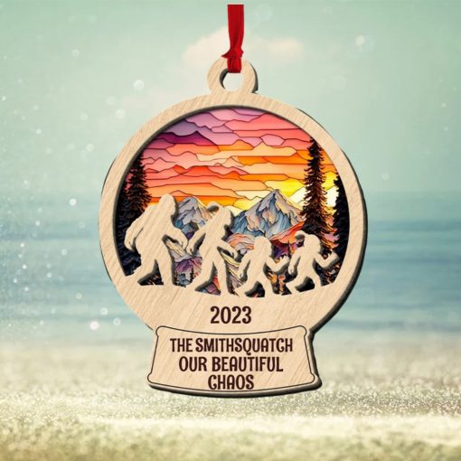 Big Foot family, Personalied 2 Layer Mix Ornament, Gifts For Family, Unique Christmas Gifts, Christmas Tree Decorations