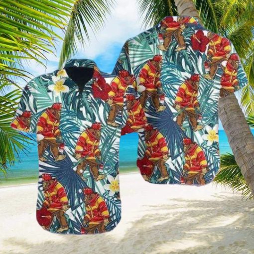 Bigfoot Proud Firefighter Summer Vibe Tropical Hawaiian Graphic Print Hawaiian Shirt