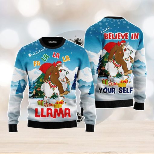 Bigfoot Riding Llama Christmas Unisex Ugly Sweater