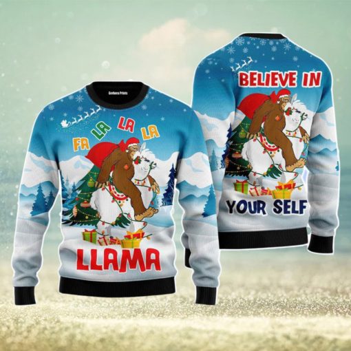 Bigfoot Riding Llama Christmas Unisex Ugly Sweater