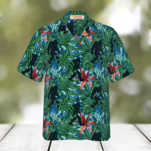 Bigfoot Silhouette Walking Bigfoot Hawaiian Shirt