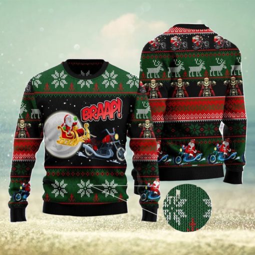 Biker Santa Xmas Ugly Christmas Sweater AOP All Over Printed Sweater