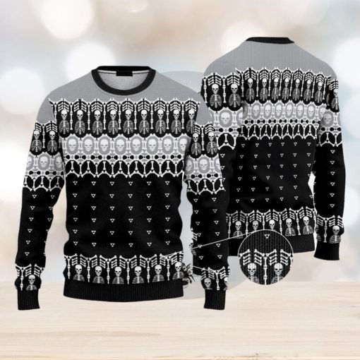 Black And White Skeleton Ugly Christmas 3D Sweater AOP