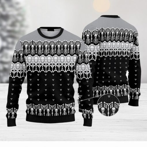 Black And White Skeleton Ugly Christmas 3D Sweater AOP