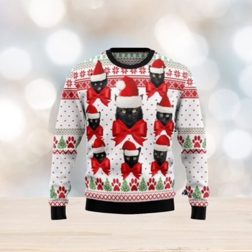 Black Cat Ball Ugly Christmas Sweaters 3D