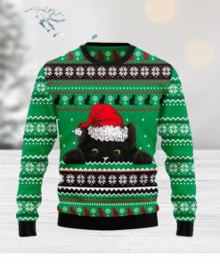 Black Cat Hide Christmas Ugly Christmas Sweater Gift Knitting Sweater