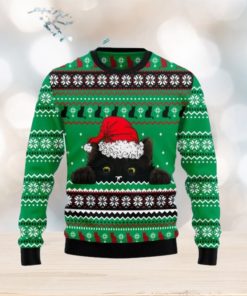 Black Cat Hide Christmas Ugly Christmas Sweater Gift Knitting Sweater