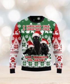 Black Cat Oh Christmas Tree Ugly Christmas Sweaters 3D