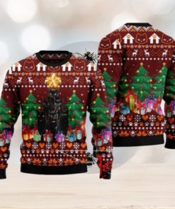 Black Cat Pine Tree Ugly Christmas Sweater Gift Knitting Sweater