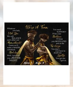 Black Couple King Queen We’re A Team Poster Canvas