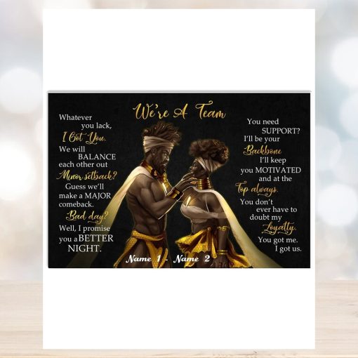 Black Couple King Queen We’re A Team Poster Canvas