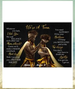 Black Couple King Queen We're A Team Poster Canvas