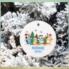 Blue Dog Family Round Ceramic Christmas Ornament