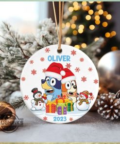 Bluey Ornament Round Personalized Bluey Christmas Ornament Bingo And Bluey Family Circle Ornament Tree Decoration Gift For New Couples Just Married Newly Wed