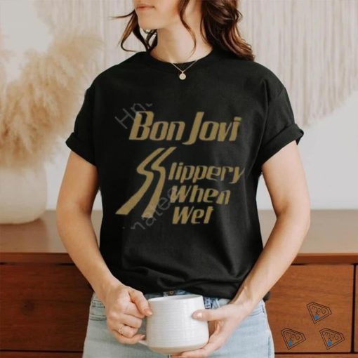 Bon Jovi Slippery When Wet Black T Shirts