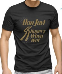 Bon Jovi Slippery When Wet Black T Shirts