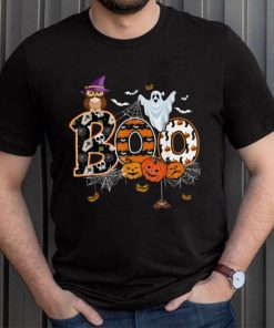 Boo Creepy Owl Pumpkin Ghost Funny Halloween Costume T Shirt