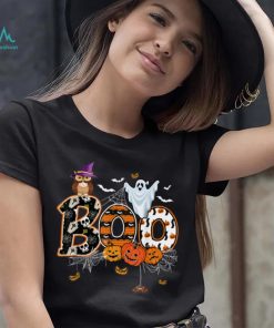 Boo Creepy Owl Pumpkin Ghost Funny Halloween Costume T Shirt