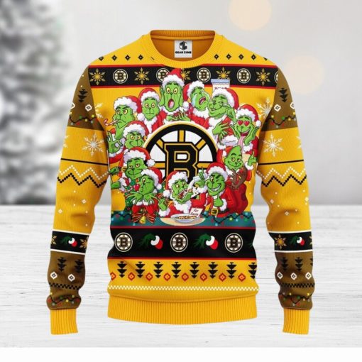 Boston Bruins 12 Grinch Xmas Day Christmas Ugly Sweater Christmas Gift For Fans Party Hoiliday Gift