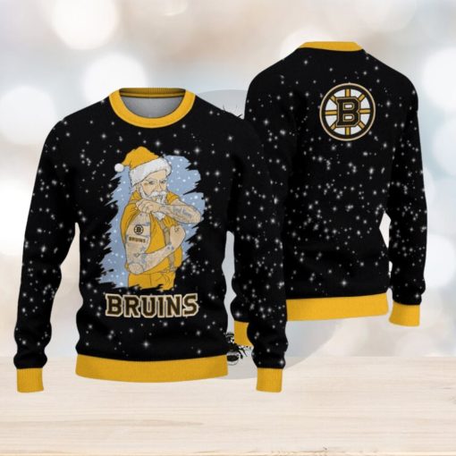 Boston Bruins Christmas Santa Claus Tattoo Limited Edition Ugly Sweater