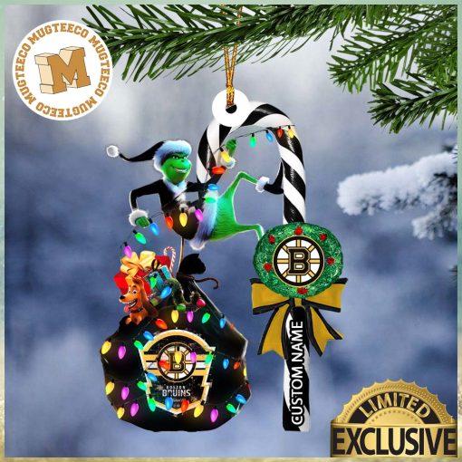 Boston Bruins NHL Grinch Candy Cane Personalized Xmas Gifts Christmas Tree Decorations Ornament_32020936 1