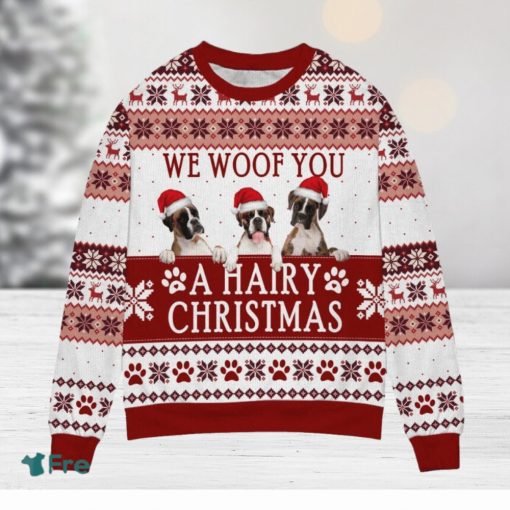 Boxer We Woof You A Hairy Christmas Ugly Sweater Gift For Dog Lover, Funny Christmas