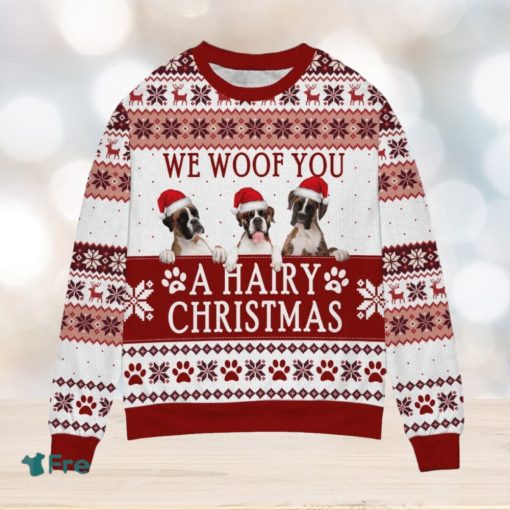 Boxer We Woof You A Hairy Christmas Ugly Sweater Gift For Dog Lover, Funny Christmas