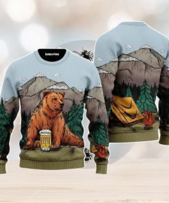 Brown Bear Camping Christmas Unisex Ugly Sweater