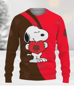 Brown Bears Snoopy Cute Heart American Sports Team Knitted Christmas Sweater Gift Holidays