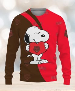 Brown Bears Snoopy Cute Heart American Sports Team Knitted Christmas Sweater Gift Holidays