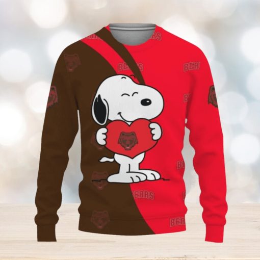 Brown Bears Snoopy Cute Heart American Sports Team Knitted Christmas Sweater Gift Holidays