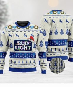 Bud Light Beer In White Pattern Ugly Christmas Sweater