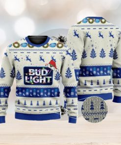 Bud Light Beer In White Pattern Ugly Christmas Sweater