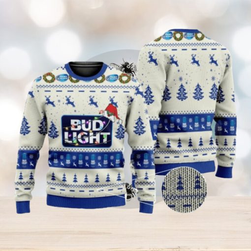 Bud Light Beer In White Pattern Ugly Christmas Sweater