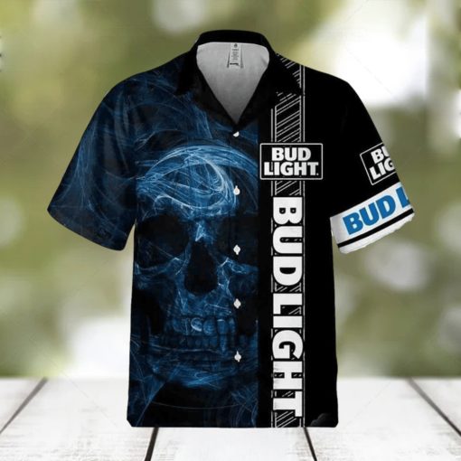 Bud Light Hawaiian Shirt Smoke Skull Beer Lovers Gift