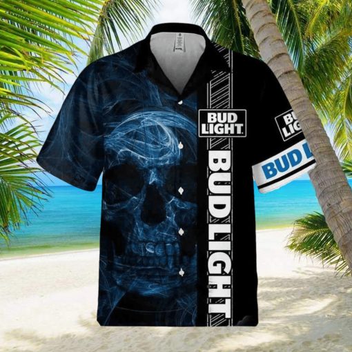 Bud Light Hawaiian Shirt Smoke Skull Beer Lovers Gift