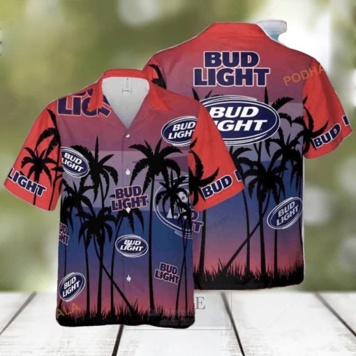 Bud Light Hawaiian Shirt Summer Vibes Palm Tree