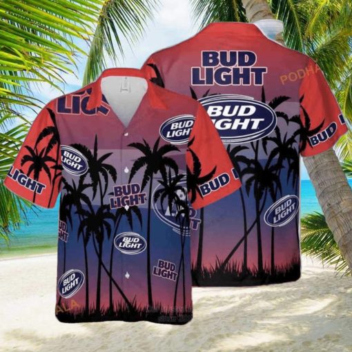 Bud Light Hawaiian Shirt Summer Vibes Palm Tree