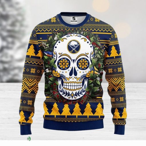 Buffalo Sabres Skull Flower Ugly Xmas Ugly Christmas Sweater Best Christmas Gift Ideas