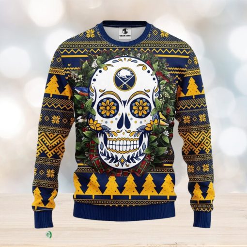 Buffalo Sabres Skull Flower Ugly Xmas Ugly Christmas Sweater Best Christmas Gift Ideas