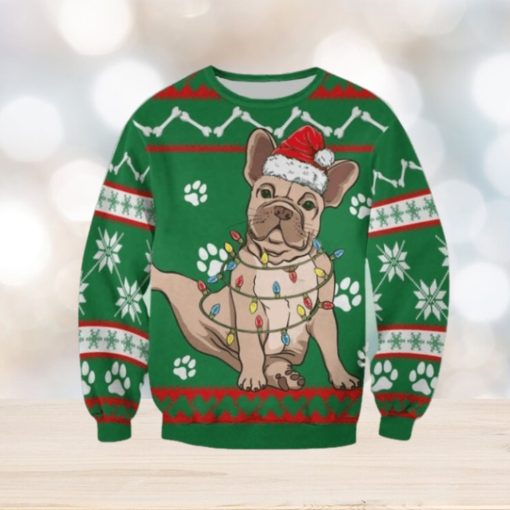 Bulldog Green Christmas Sweatshirt Christmas Ugly Sweater