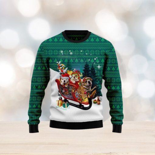 Bulldog Sleigh Ugly Christmas Sweater Hot AOP Gift For Men And Women