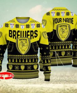 Burton Albion FC Big Logo Stadium Snowflakes EFL Ugly Christmas Sweater