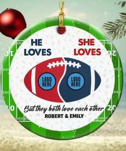But They Both Love Each Other, Couple Gift, Personalized Ceramic Ornament, Football Lover Couple Ornament, Christmas Gift 02HUTI260923