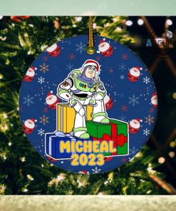 Buzz Lightyear Christmas Ornament Disney Buzz Lightyear Toy Story Ceramic Ornaments 2 Sides Buzz Lightyear Star Command Christmas Tree Decoration NEW