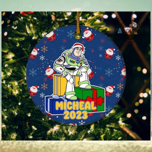 Buzz Lightyear Christmas Ornament Disney Buzz Lightyear Toy Story Ceramic Ornaments 2 Sides Buzz Lightyear Star Command Christmas Tree Decoration NEW