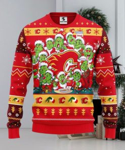 Calgary Flames 12 Grinch Xmas Day Christmas Ugly Sweater 3D Christmas Xmas Sweater