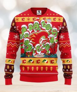 Calgary Flames 12 Grinch Xmas Day Christmas Ugly Sweater 3D Christmas Xmas Sweater